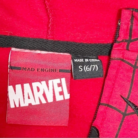 NWT Marvel Boys Spider Man Hoodie Full Zipper Jacket Size S - 6/7 - Picture 6 of 9